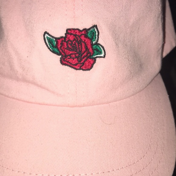 Pink Cap with Embroidered Roses - Picture 3 of 3